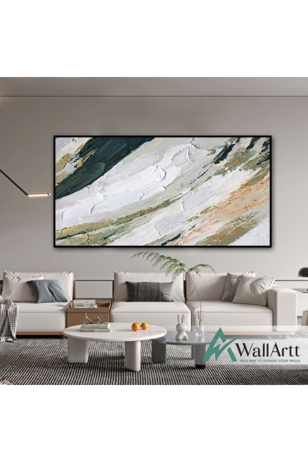 Tones of Green with White 3D Heavy Textured Partial oil Painting